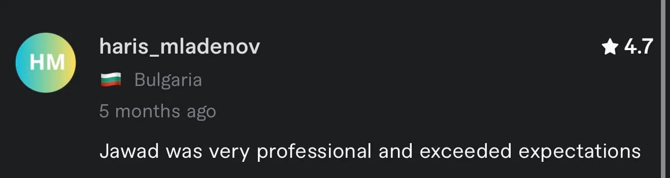 Client review from haris_mladenov