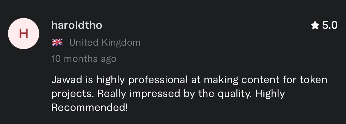 Client review from haroldtho