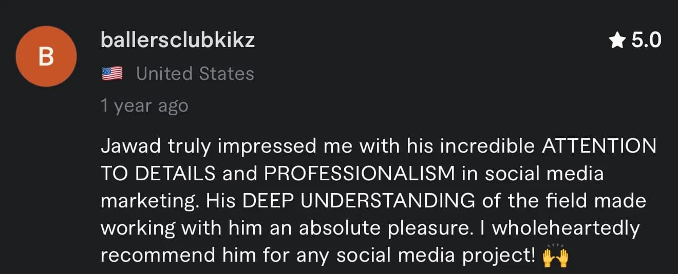 Client review from ballersclubkikz