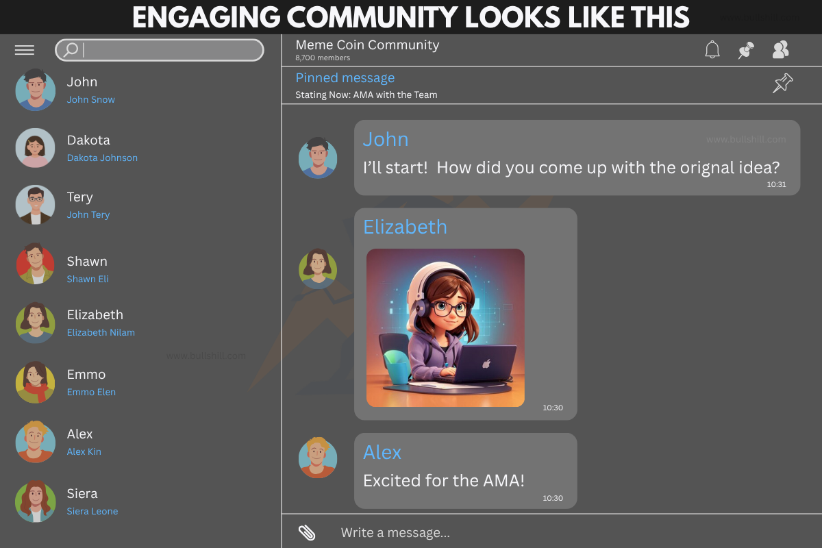 Active crypto community engaging on Telegram and Discord